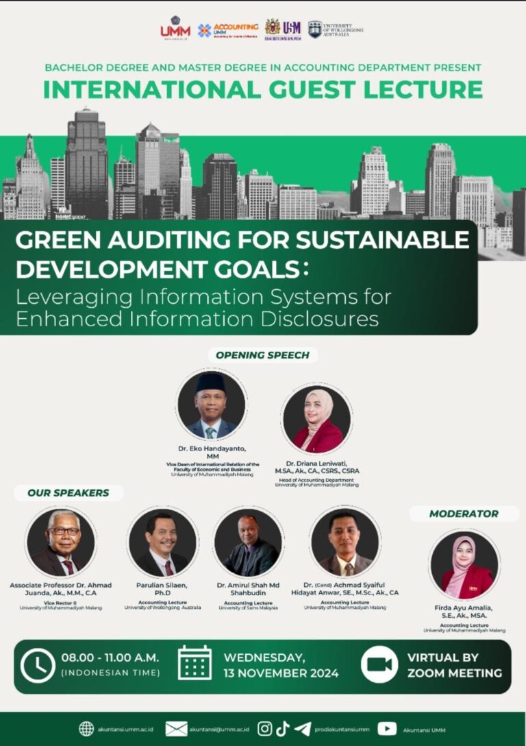Magister Akuntansi UMM Selenggarakan International Guest Lecture Bertema Green Auditing dan SDGs